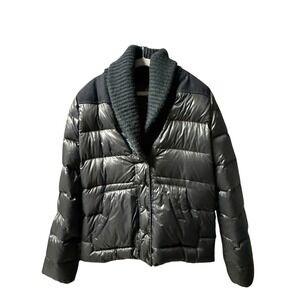 American‎ Eagle Women's Quilted Puffer Coat Black Ribbed Shawl Collar Medium